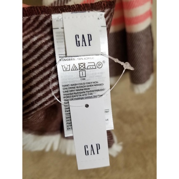GAP NWT Women's Scarf Scarves 76' x 25' Color Brown Pink - Picture 6 of 8